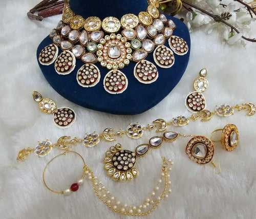 Heavy Kundan Meenakari Chokhar Necklace Set