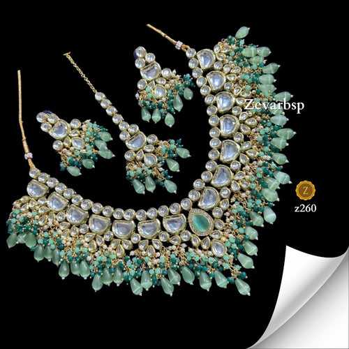 Majestic Green Kundan Necklace Set