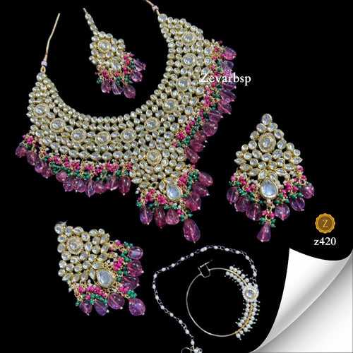 Petal Pink Harmony Kundan Jewelry Set