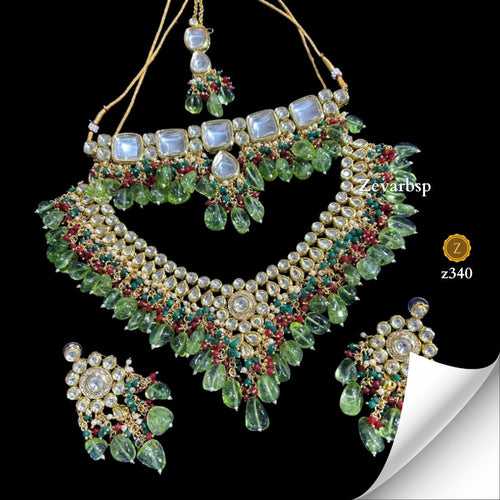 Timeless Green Kundan Necklace Set