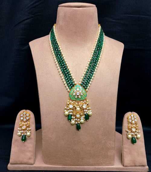 Elegant Dark Green Long Pendant Set