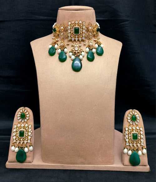 Chic Dark Green Choker Necklace Set