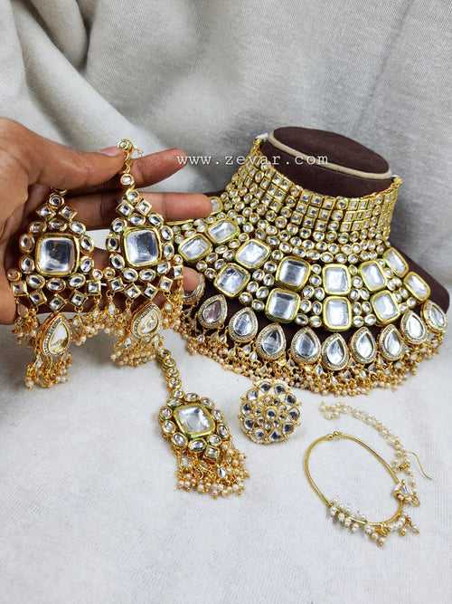 ZEVAR | High Quality Kundan Bridal Choker Necklace With Earring & Maangtika