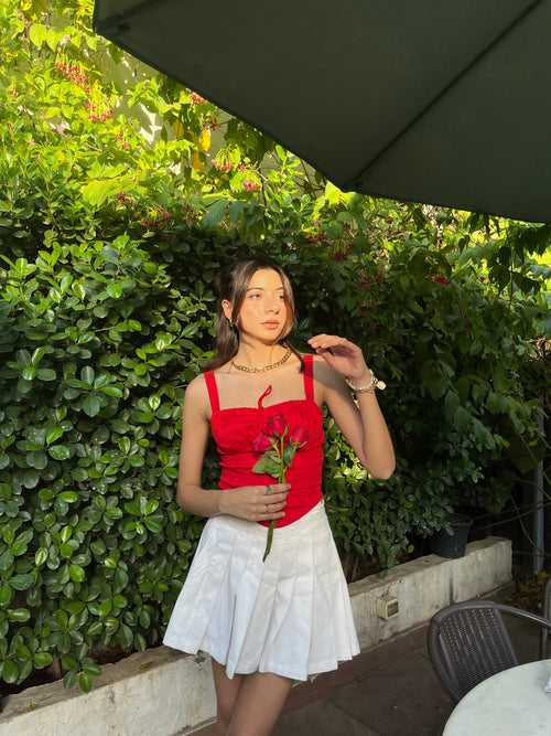 Catalina Red Rose Bustier Top