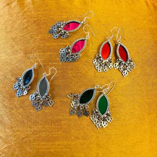 SNEHA. Stunning colourful glass earrings in 92.5 silver