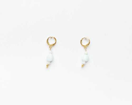 Aquamarine & White Agate Earring