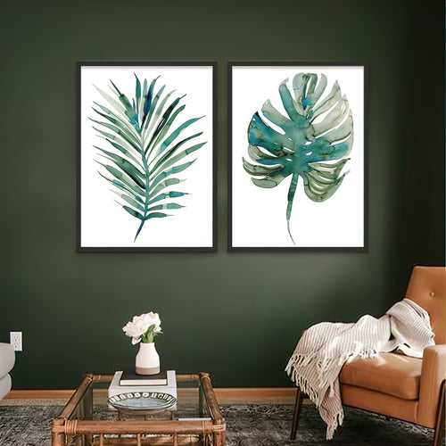 Green Leaves Wall Set 91 | Painting for Living room and Bedroom