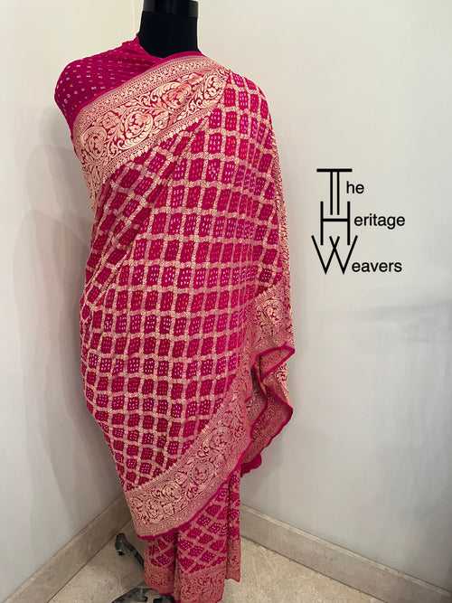 Pure Georgette Saree x Bandhej x Shade of Pink