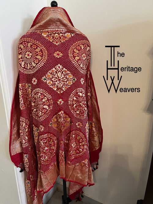 Pure Georgette Dupatta x Bandhej x Red