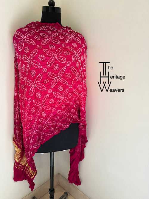 Pure Gajji Dupatta x Bandhej "Baarik" x Dual Tone of Pink and Cherry