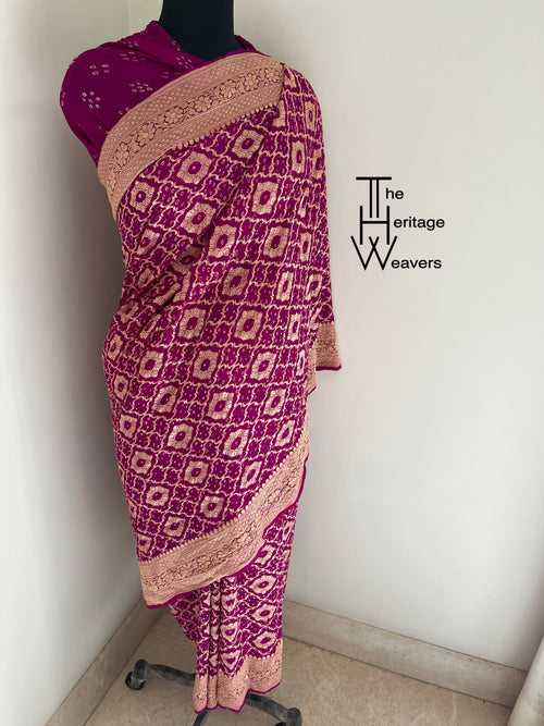 Pure Georgette Saree x Bandhej x Shade of Purple