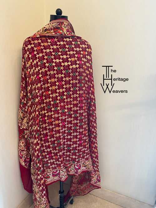 Pure Georgette Dupatta x Bandhej x Patola x Maroon