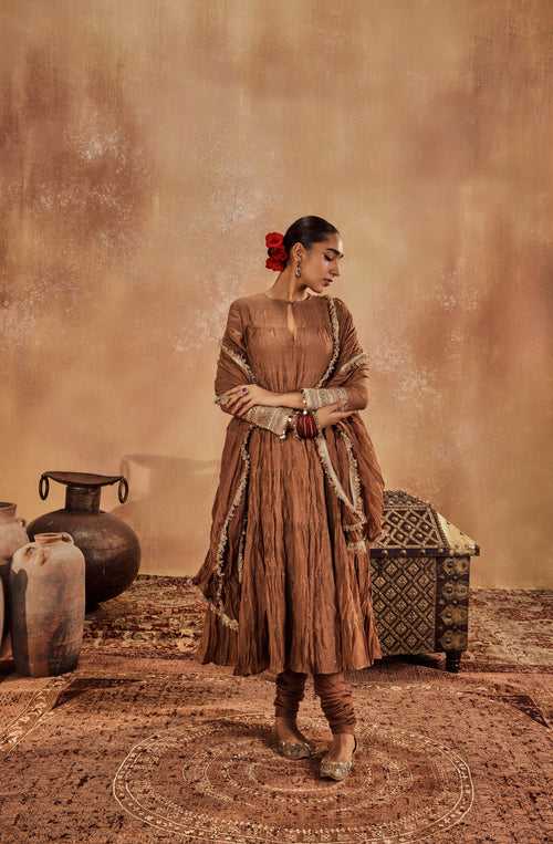 Anam Brown Anarkali Set