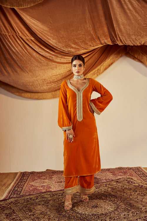 Nargis Orange Kurta Set