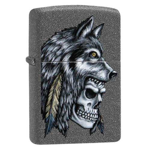 Zippo Wolf Skull Feather Design - 29863