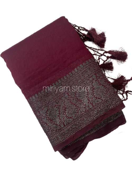 Semi banarasi saree with oxidised zari border MCSZ602 WINE