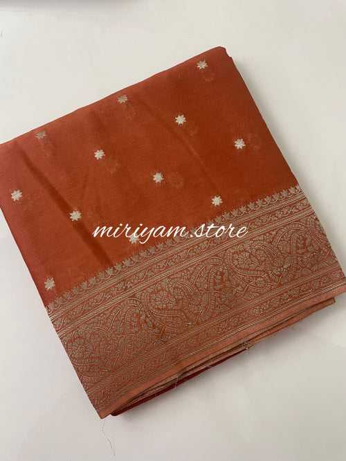 Banarasi Viscose georgette saree- MVBS218 DUSTY RUST ORANGE