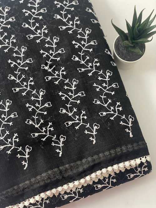 Kota silk embroidery saree - MNHG106 BLACK