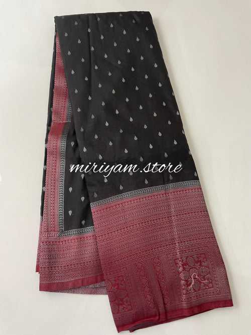 Semi Banarasi silver chinnon Georgette saree MBS2116