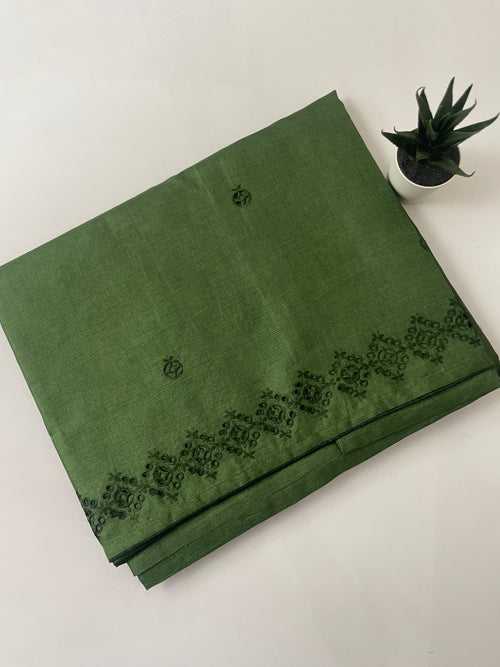 Semi tussar saree with cutwork- MSS680 Green