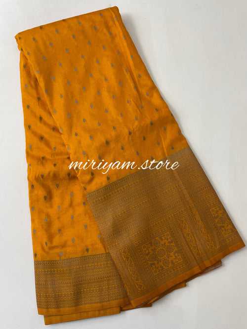 Semi Banarasi copper chinnon Georgette saree MBS2110 Pumpkin Orange