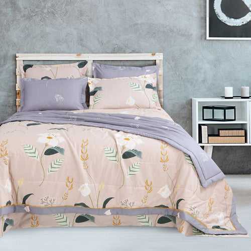 Peach & Grey Botanic Motif Bedding