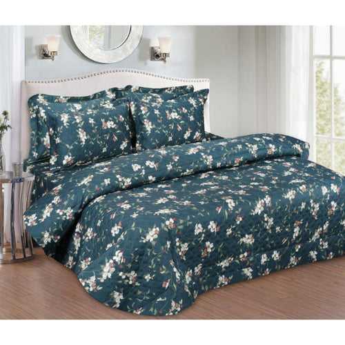 The Balmy Print on English Teal Bed Cover Set