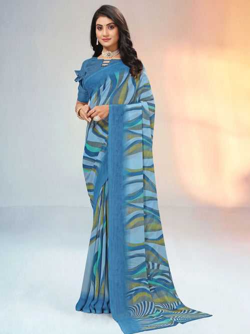 Light Blue Georgette Saree