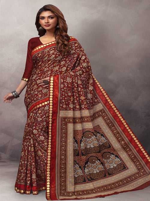 Maroon Soft Cotton Saree