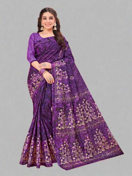 Purple Cotton Saree