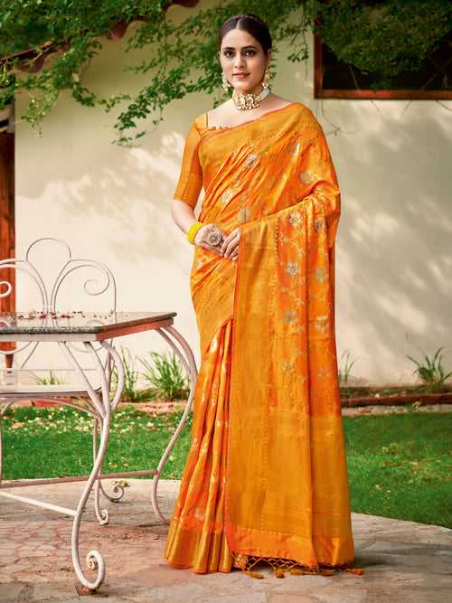 Orange Soft Banaras Silk Saree