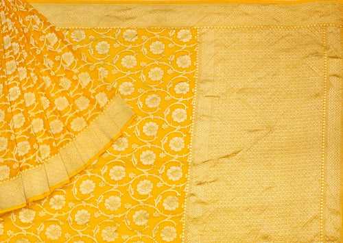 Yellow Banaras Georgette Saree