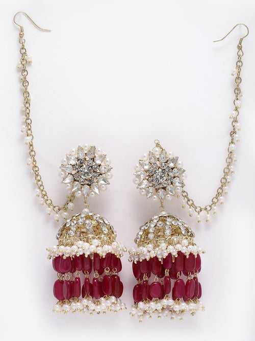 Chandlier Jhumkis (Red)
