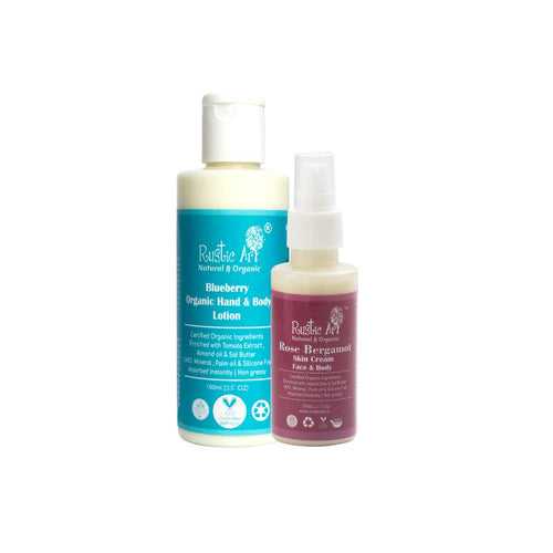 Face & Body Moisturizer - Rose Bergamot Face Cream & Blueberry Body Lotion (Regular)