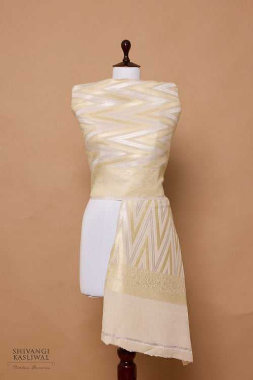 Beige Handwoven Banarasi Moonga Dupatta