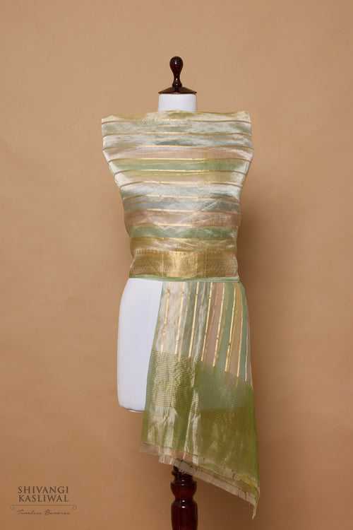 Multicolor Handwoven Banarasi Tissue Silk Dupatta