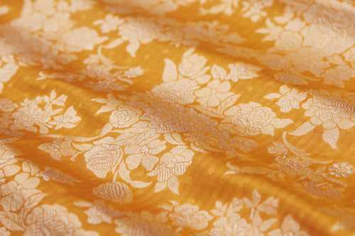 Mustard Yellow Handwoven Banarasi Brocade Fabric