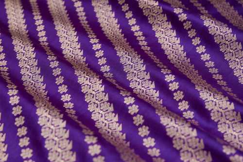 Purple Handwoven Banarasi Silk Fabric