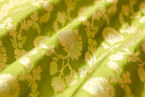 Green Handwoven Banarasi Silk Fabric