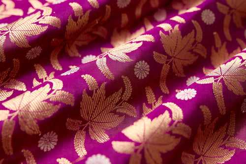 Wine Handwoven Banarasi Silk Fabric