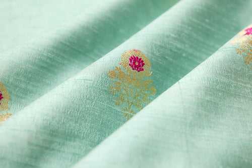 Powder Blue Handwoven Banarasi Raw Silk Fabric