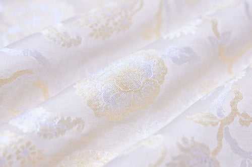 Beige Handwoven Banarasi Moonga Silk Fabric