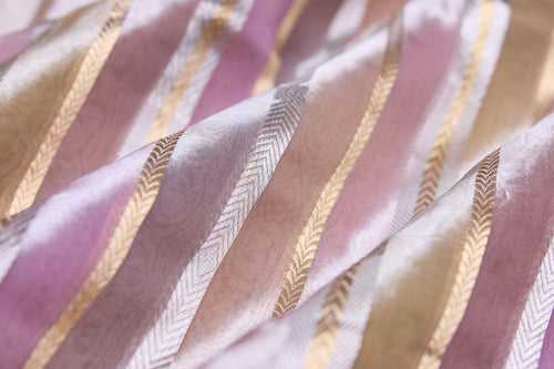 Pink Multicolor Handwoven Banarasi Tissue Silk Fabric