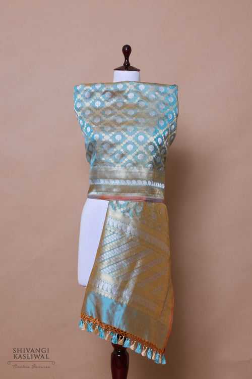 Blue Dual Tone Handwoven Banarasi Tissue Silk Dupatta