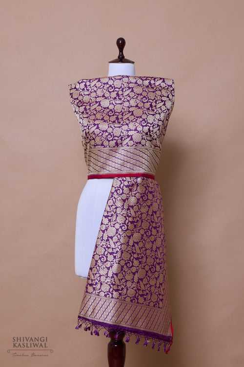 Purple Handwoven Banarasi Silk Dupatta