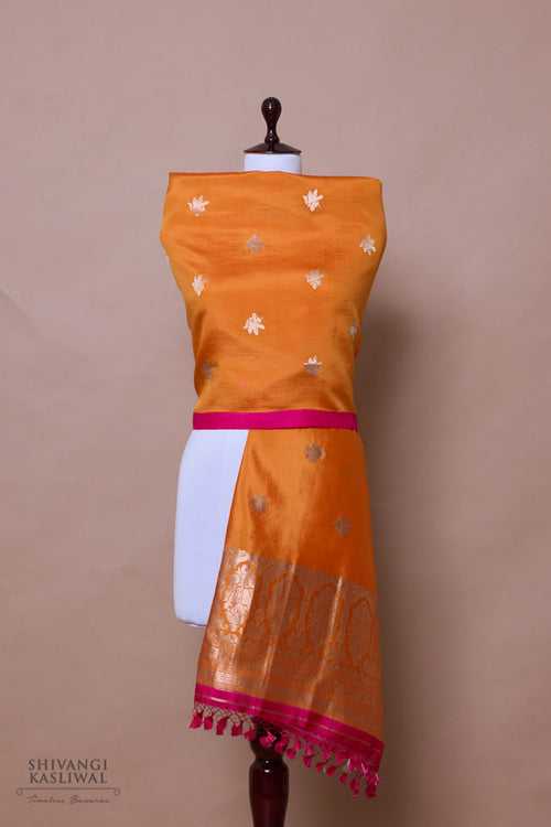 Orange Handwoven Banarasi Pure Silk Dupatta