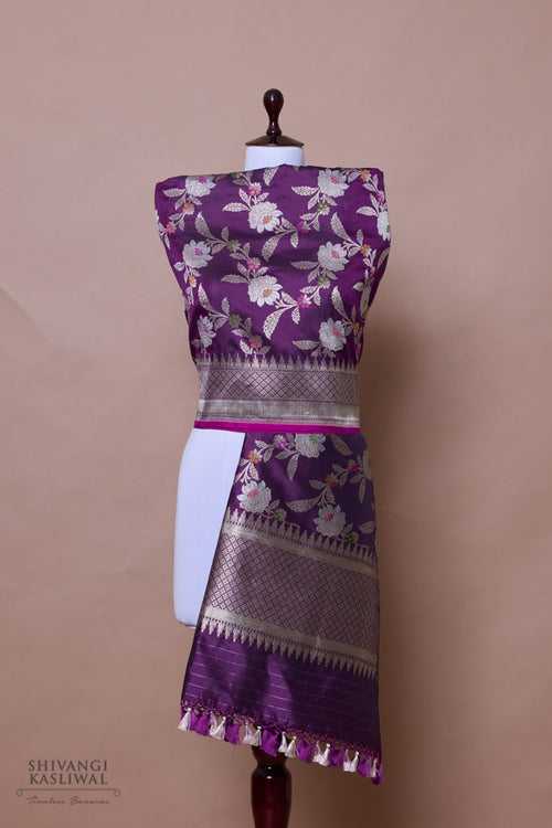 Purple Handwoven Banarasi Silk Dupatta