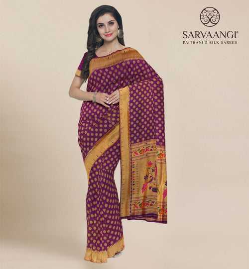 Dark Magenta Color Banaras Paithani