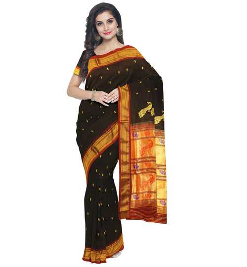 Pure Silk Paithani In Black