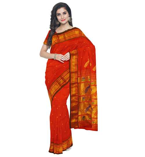 Pure Silk Paithani In Red